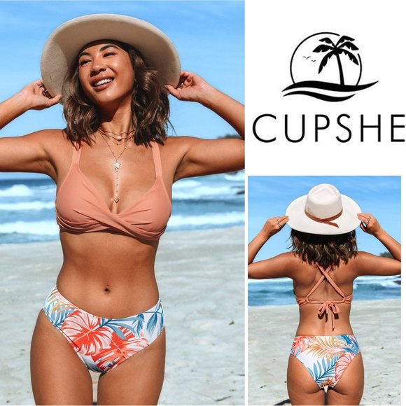 Cupshe Other - CUPSHE  Hanna Tropical Crisscross Tie Back Bikini NEW WITH TAGS!